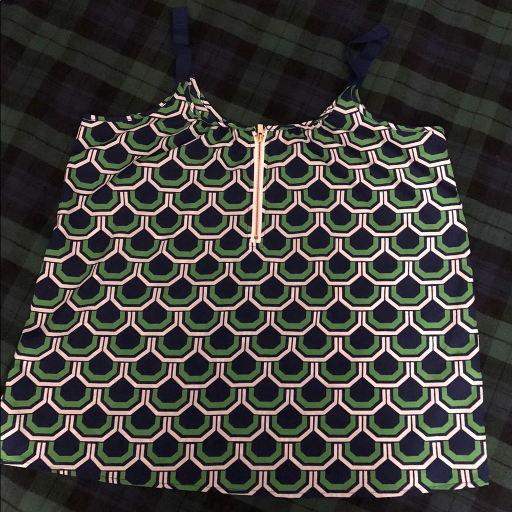 Macbeth Collections Navy and Green patterned top